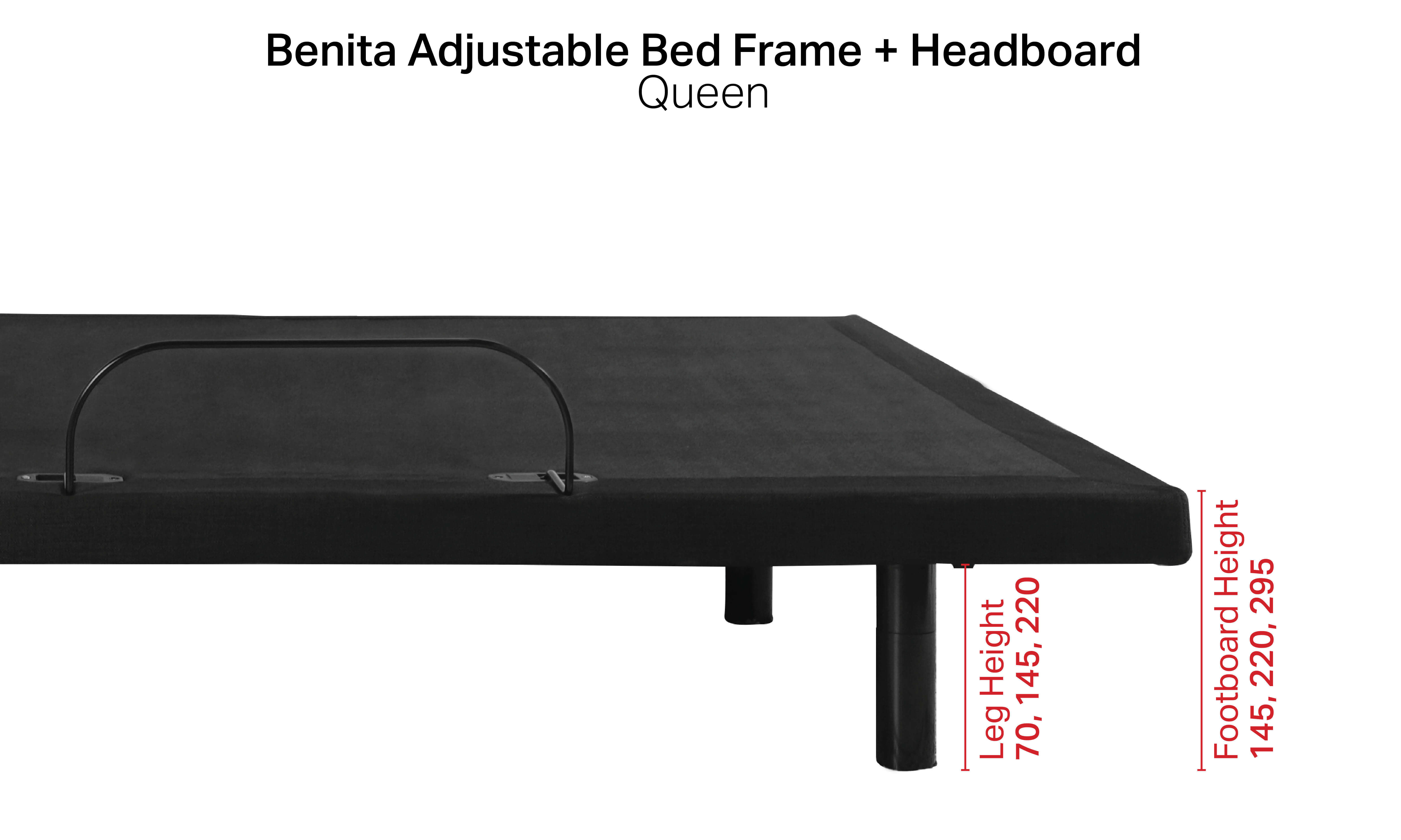 Benita Adjustable Bed Frame + Headboard – Queen